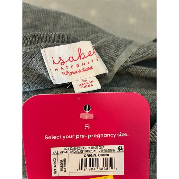 Isabel Maternity Sweater Womens Size S Gray V Neck Long Sleeve Stretch Ruched - Picture 6 of 7